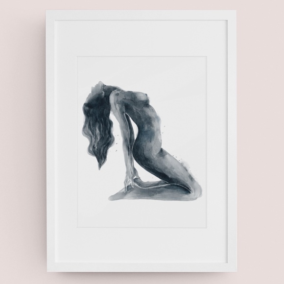Watercolor Abstract Nude Woman Portrait Print Poster Unframed - Picture 8 of 9